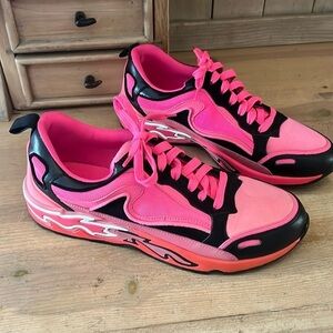 Sandro Paris Flame Sneakers Pink Women’s Size 8 Leather Rubber & Suede